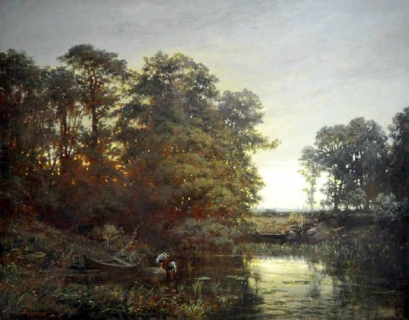 Charles Francois Daubigny Landscape with a pond Norge oil painting art
